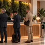 Gæster skanner QR-kode for at registrere sig før møde i virksomhed med speed gate.