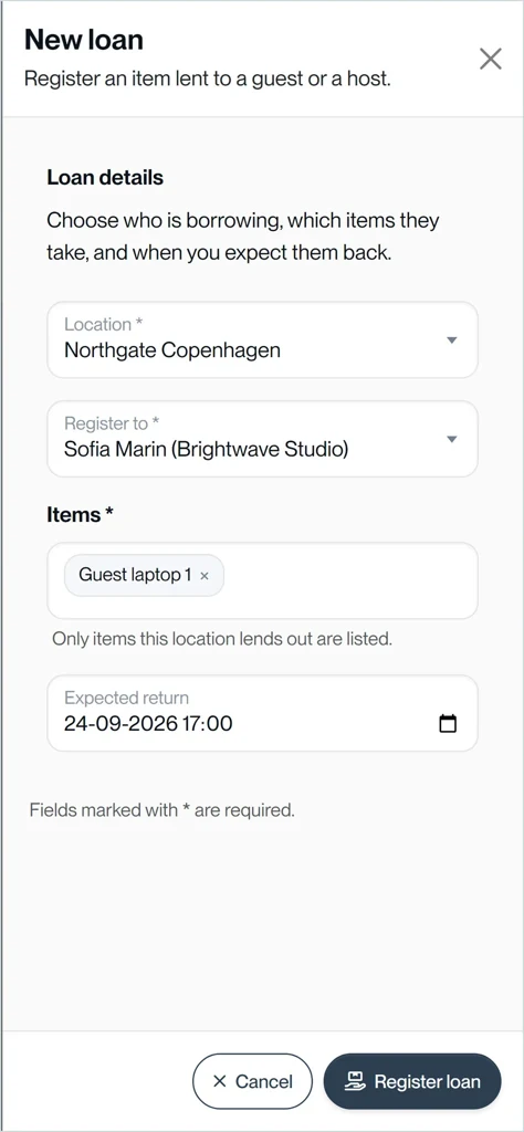 Graces egne lån, et af dem forfaldent, og udlån af en gæstecomputer til Sofia.